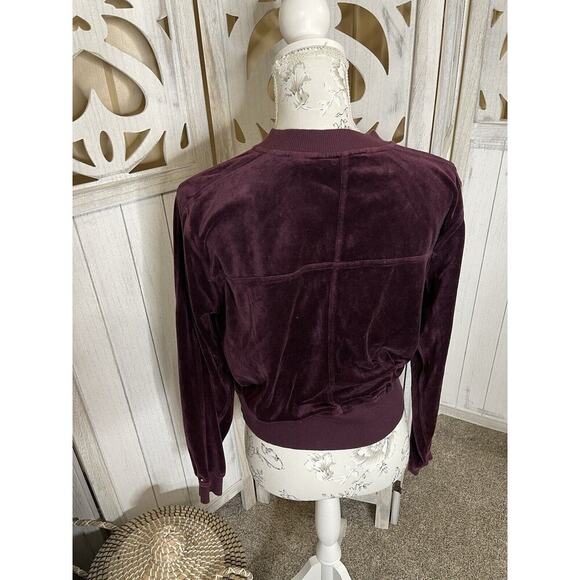 Vintage 90s Tommy Hilfiger Velour Purple Zip Sweater Top Y2K Size XL - Picture 2 of 8